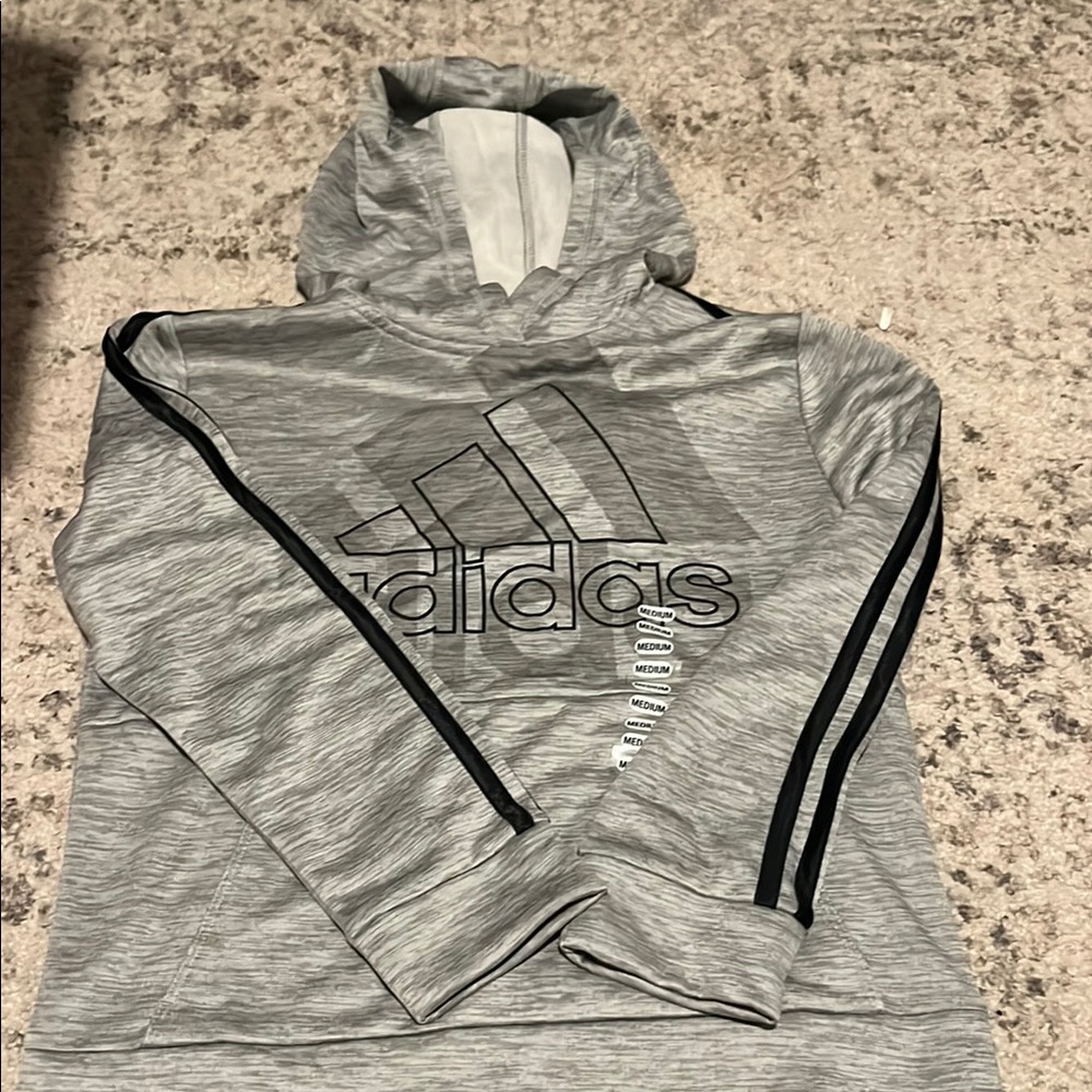 Adidas Gray Hoodie with Black Accents